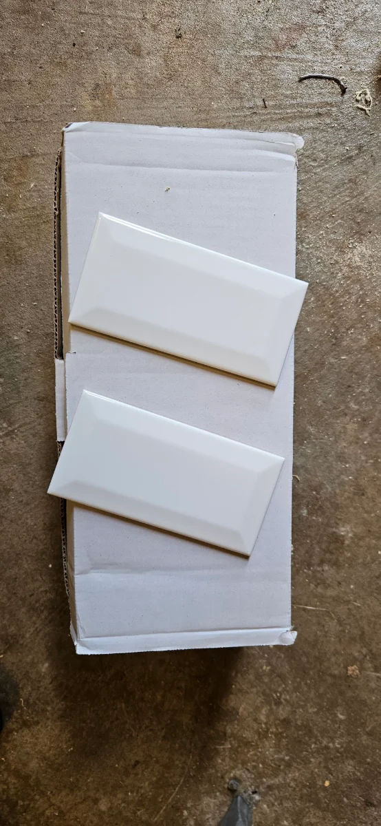 Kakel Metro med fasett vit blank 7,5x15 cm