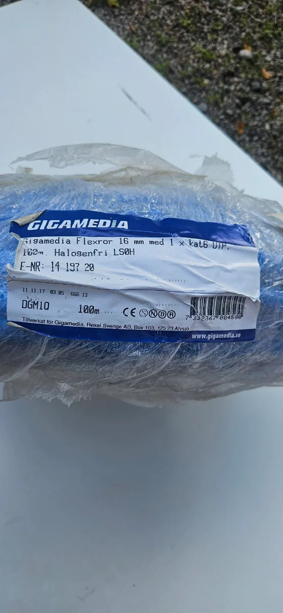 Gigamedia flexrör 16 mm fördragen 1x kat6A (ca 20 m)